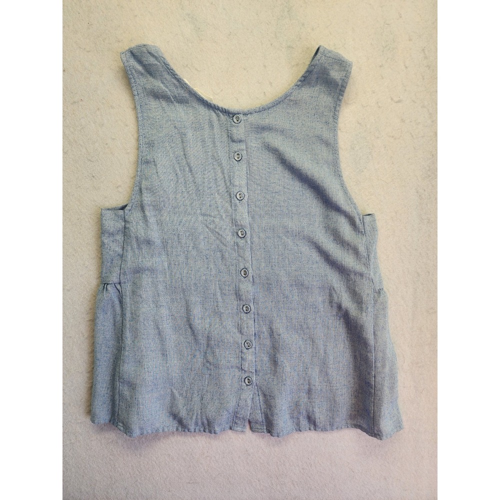 Elodie Blue Button Front Sleeveless Peplum Tank Top Rayon Medium - Picture 8 of 8